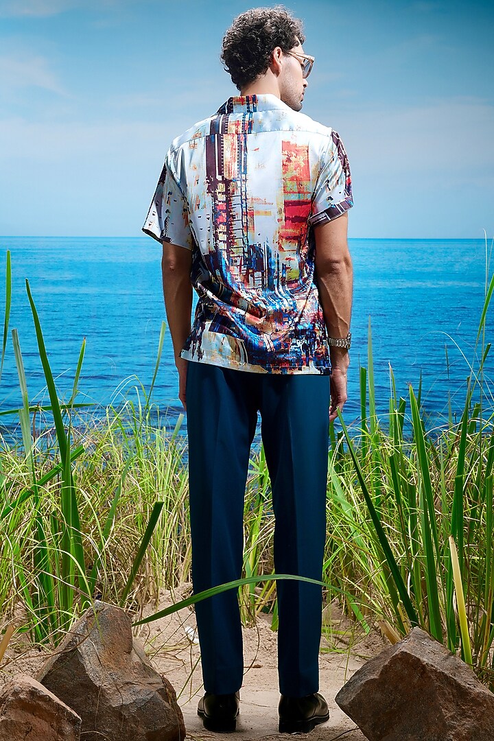 Multi-Colored Habutai Silk Printed Party Wear Shirt by ASUKA at Pernia's Pop Up Shop