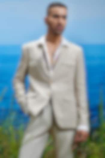 Natural Beige Linen Blazer by ASUKA