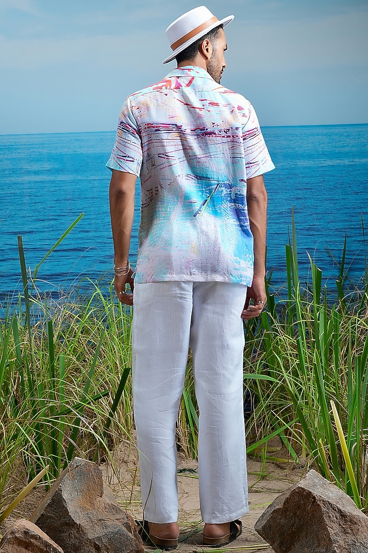 Multi-Colored Linen Printed Party Wear Shirt by ASUKA at Pernia's Pop Up Shop
