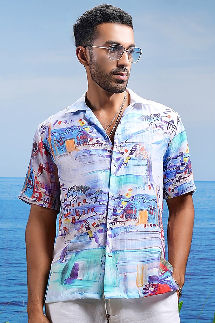 Multi-Colored Linen Printed Shirt by ASUKA