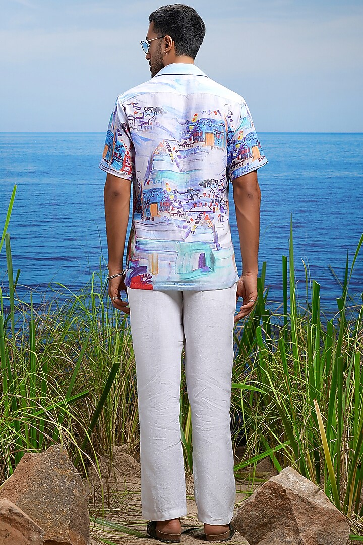 Multi-Colored Linen Printed Party Wear Shirt by ASUKA at Pernia's Pop Up Shop