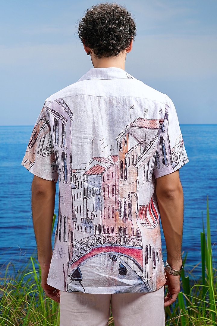 Multi-Colored Linen Printed Party Wear Shirt by ASUKA at Pernia's Pop Up Shop