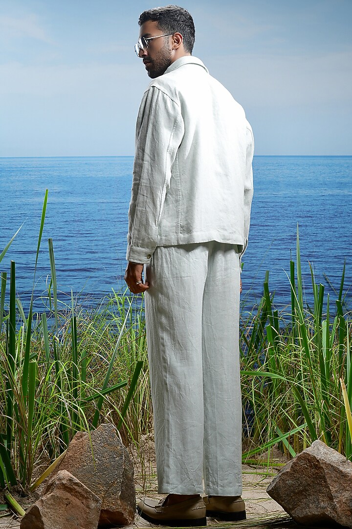 Mint Green Herringbone Linen Co-Ord Set by ASUKA at Pernia's Pop Up Shop