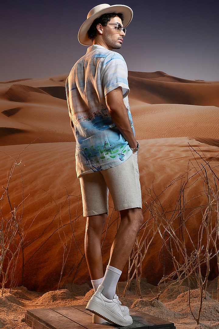 Multi-Colored Linen Embroidered Party Wear Shirt by ASUKA at Pernia's Pop Up Shop