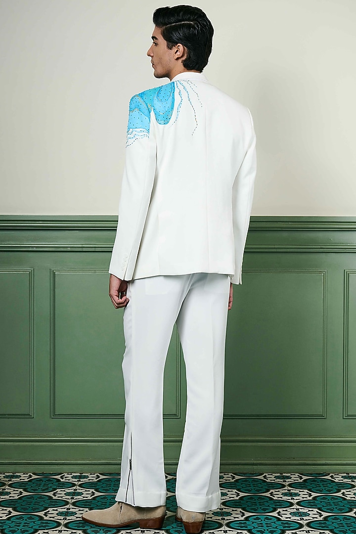 White Lachka Hand Painted Tuxedo Set by ASUKA at Pernia's Pop Up Shop