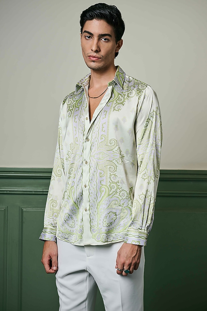 Ivory Habutai Silk Party Wear Shirt by ASUKA at Pernia's Pop Up Shop