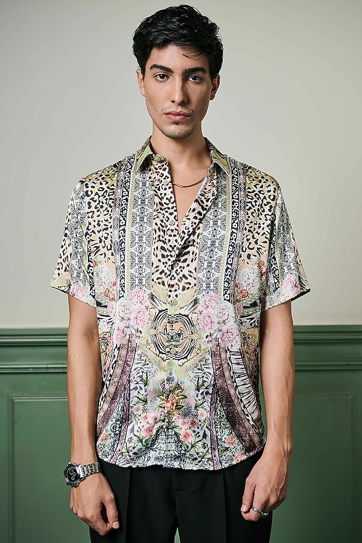 Multi-Colored Habutai Silk Party Wear Shirt by ASUKA at Pernia's Pop Up Shop