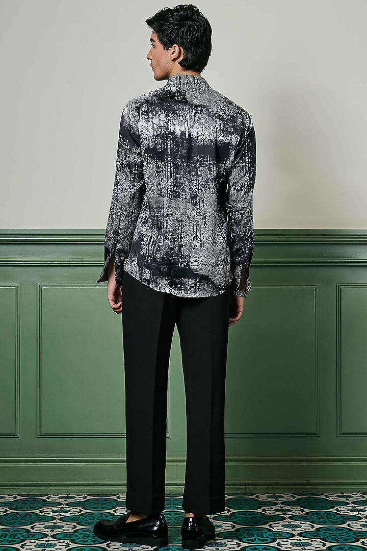 Grey Habutai Silk Party Wear Shirt by ASUKA at Pernia's Pop Up Shop