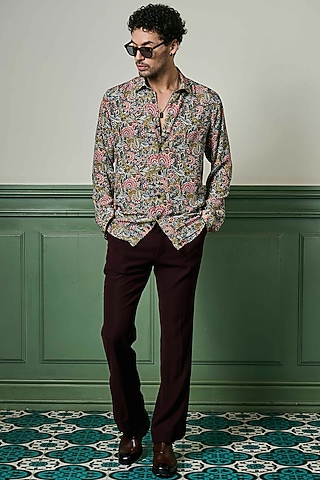 Multi-Colored Habutai Silk Shirt by ASUKA