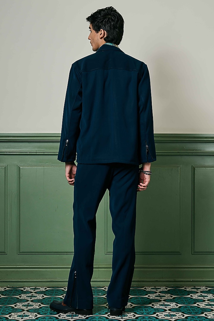 Navy Blue Lachka Co-Ord Set by ASUKA at Pernia's Pop Up Shop