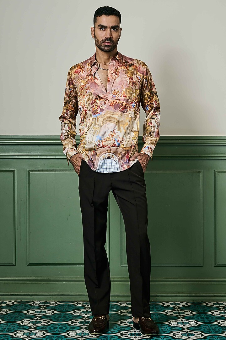 Multi-Colored Habutai Silk Party Wear Shirt by ASUKA at Pernia's Pop Up Shop
