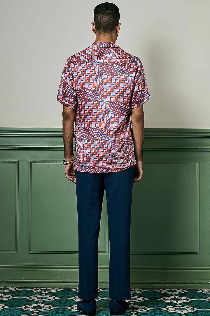 Red Habutai Silk Party Wear Shirt by ASUKA at Pernia's Pop Up Shop