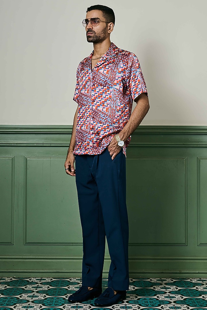 Red Habutai Silk Party Wear Shirt by ASUKA at Pernia's Pop Up Shop