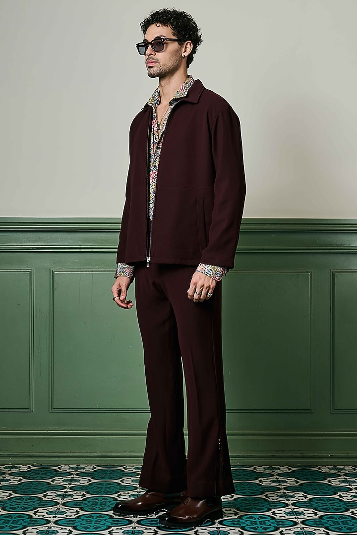 Wine Lachka Knitted & Premium Knitted Co-Ord Set by ASUKA at Pernia's Pop Up Shop
