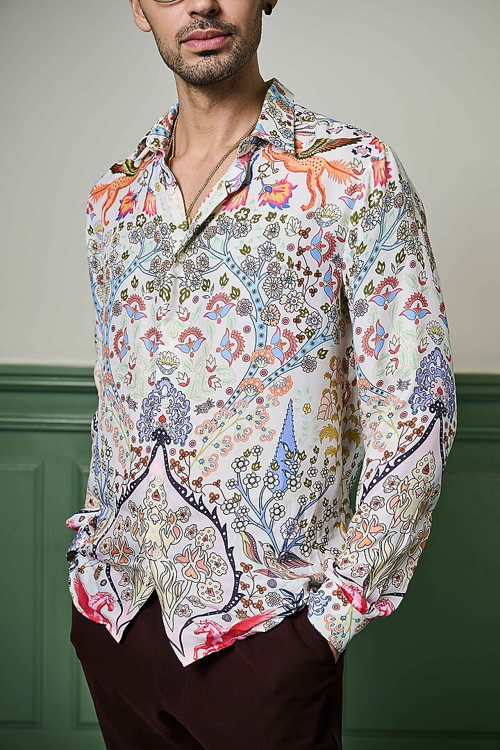 Multi-Colored Habutai Silk Party Wear Shirt by ASUKA at Pernia's Pop Up Shop