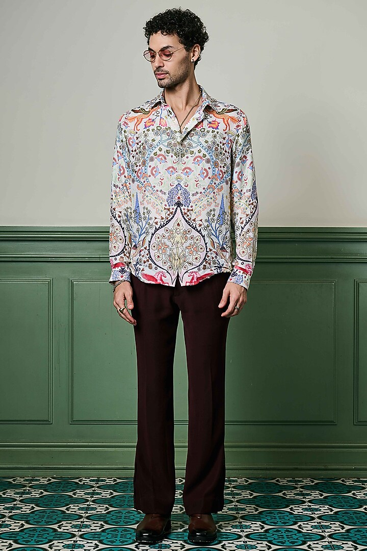 Multi-Colored Habutai Silk Party Wear Shirt by ASUKA at Pernia's Pop Up Shop