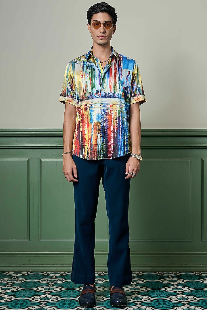 Multi-Colored Habutai Silk Shirt by ASUKA at Pernia's Pop Up Shop