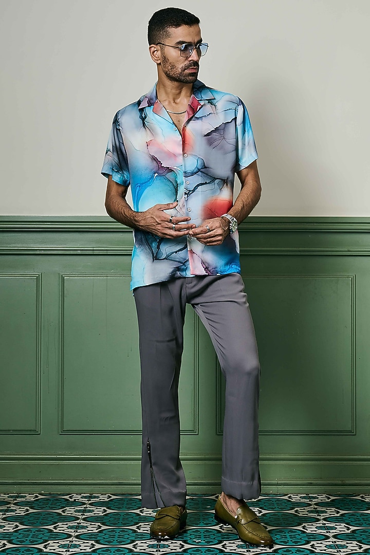 Multi-Colored Habutai Silk Party Wear Shirt by ASUKA at Pernia's Pop Up Shop