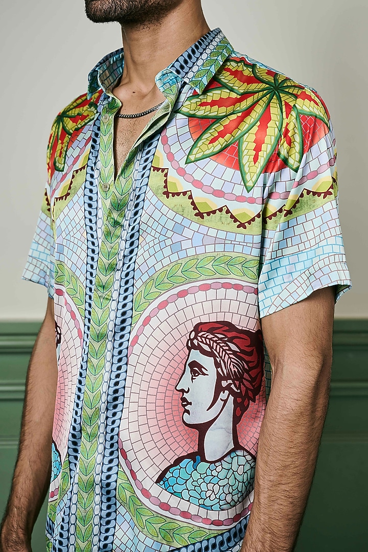 Multi-Colored Habutai Silk Party Wear Shirt by ASUKA at Pernia's Pop Up Shop