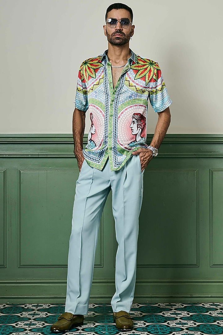 Multi-Colored Habutai Silk Party Wear Shirt by ASUKA at Pernia's Pop Up Shop