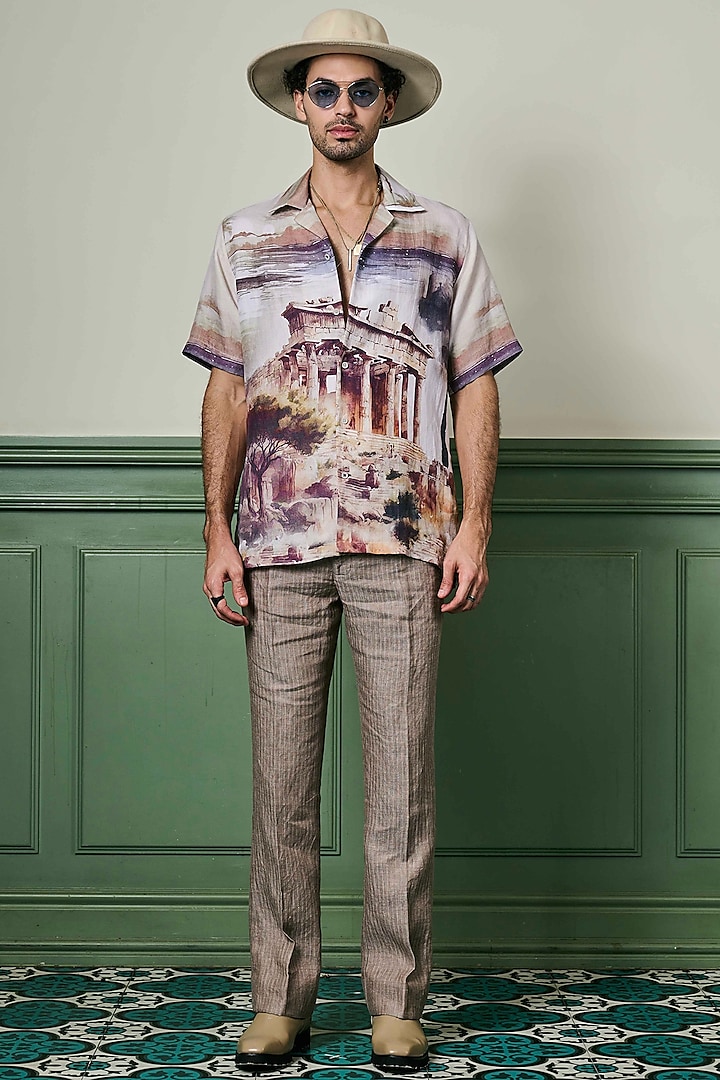 Multi-Colored Linen Printed Shirt by ASUKA