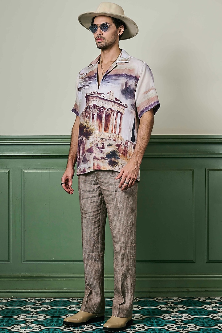 Multi-Colored Linen Printed Party Wear Shirt by ASUKA at Pernia's Pop Up Shop