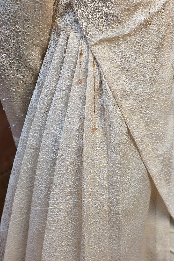 Butter Yellow Organza Hand Embellished Sheer Kurta Set by ASUKA at Pernia's Pop Up Shop
