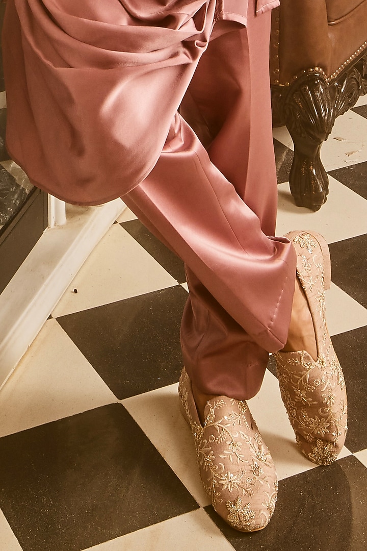Lilac Silk Brocade Cutdana Work Wedding Bandhgala Set by ASUKA at Pernia's Pop Up Shop