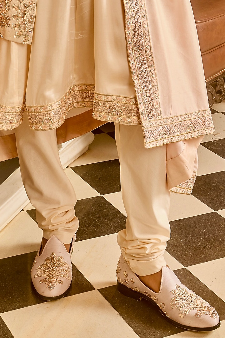 Ivory Raw Silk Hand Embroidered Groom Sherwani Set by ASUKA at Pernia's Pop Up Shop