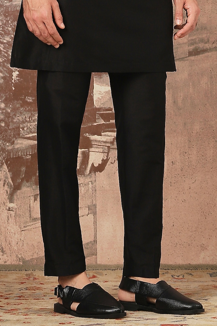 Black Raw Silk Cutdana Embroidered Bundi Jacket Set by ASUKA at Pernia's Pop Up Shop