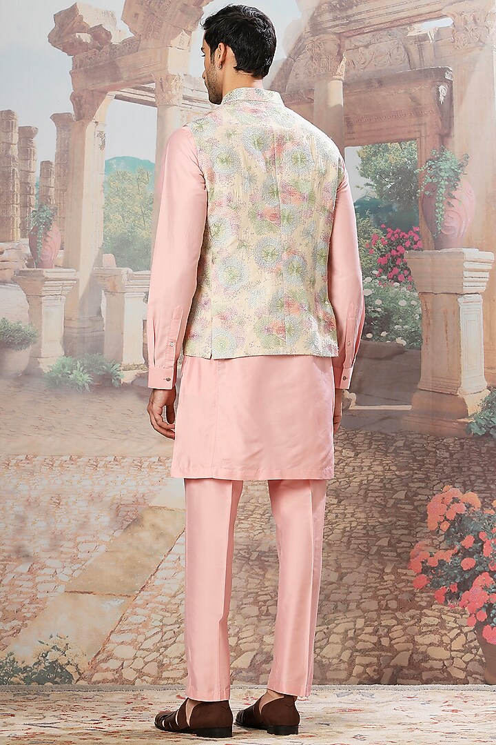 Eden Peach Silk Cutdana Embroidered Bundi Jacket Set by ASUKA at Pernia's Pop Up Shop