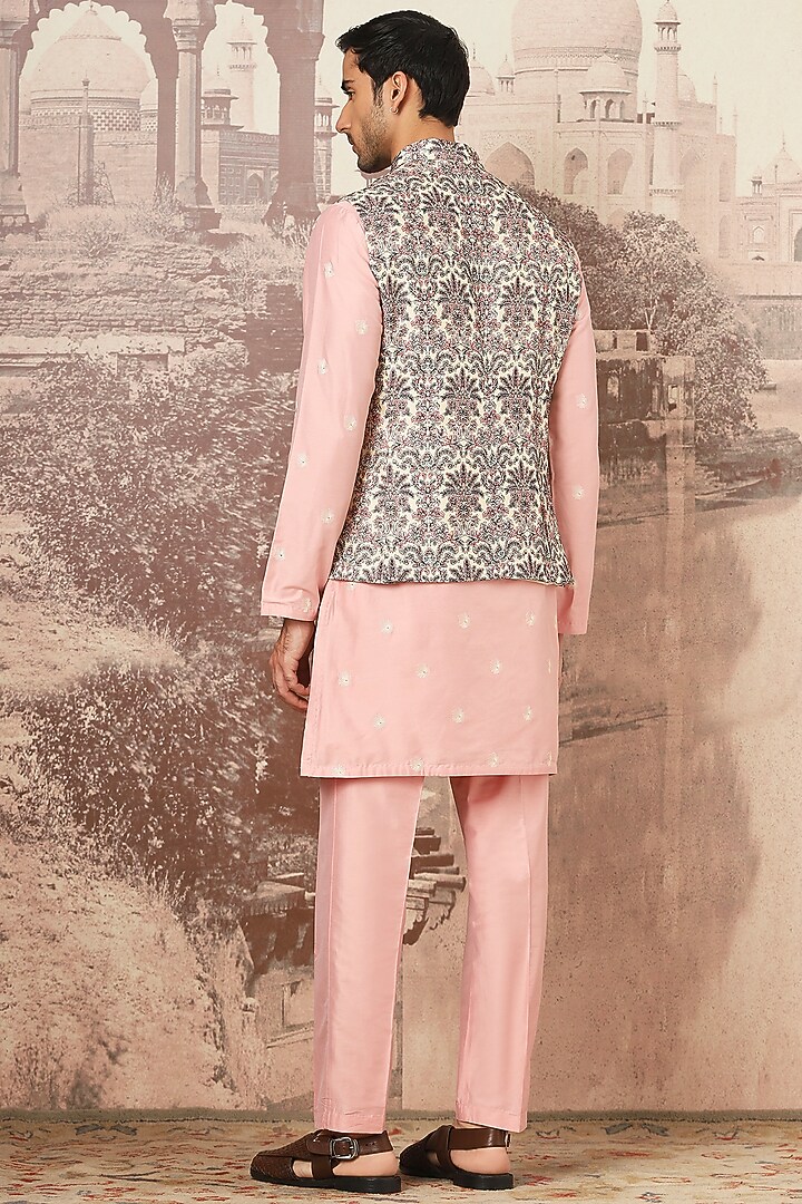 Orchid Rose Chanderi Silk Resham Embroidered Bundi Jacket Set by ASUKA at Pernia's Pop Up Shop