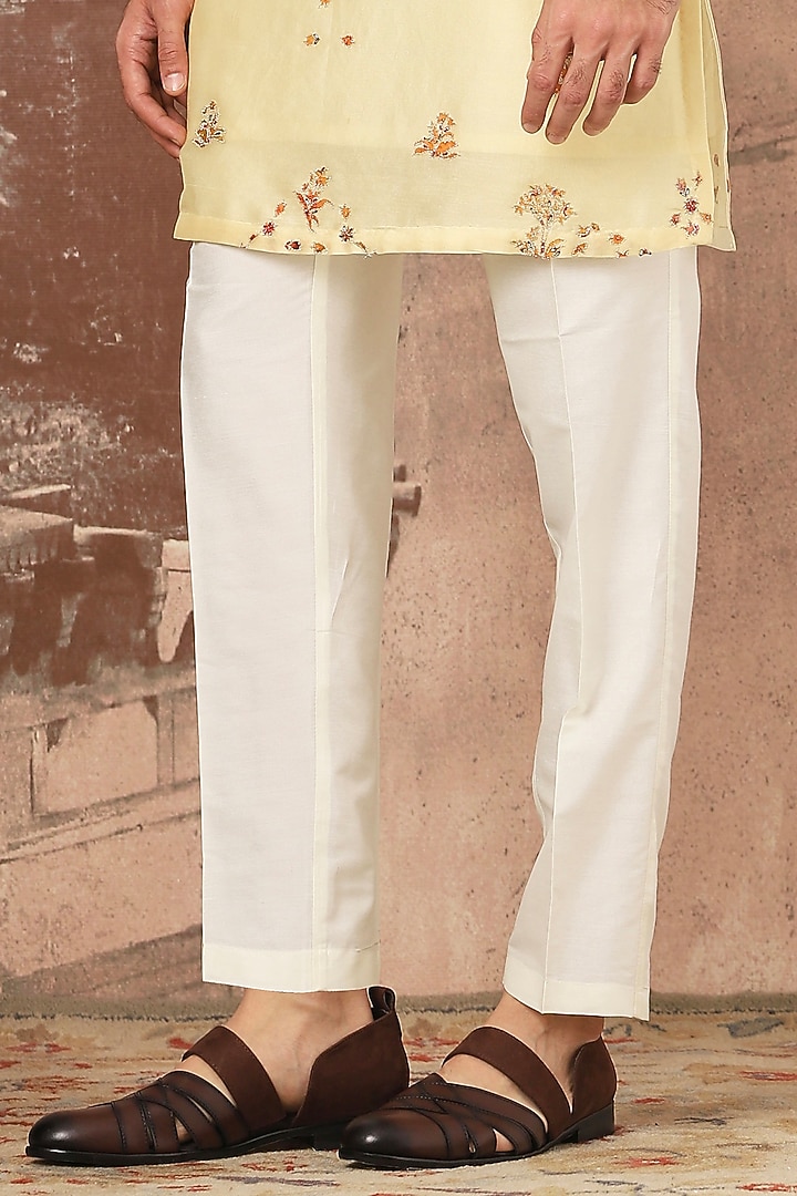 Sunlit Yellow Silk Digital Printed & Cutdana Embroidered Kurta Set by ASUKA at Pernia's Pop Up Shop