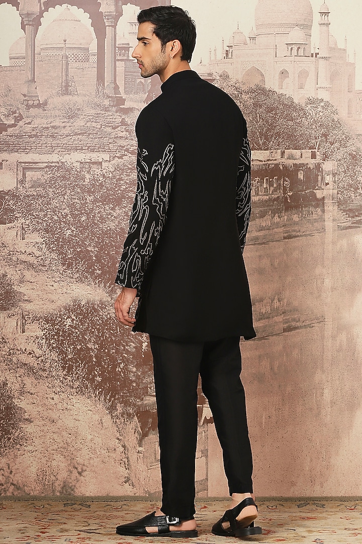Midnight Lachka Fabric Dori Embroidered Kurta Set by ASUKA at Pernia's Pop Up Shop