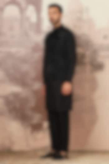 Black Velvet Cutdana Embroidered Bundi Jacket Set by ASUKA at Pernia's Pop Up Shop