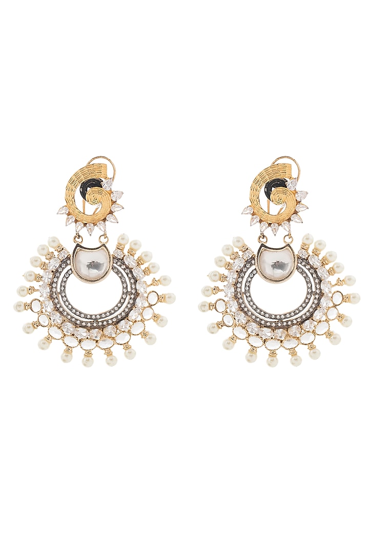 Gold Plated Pearl Chandbali Earrings by Auraa Trends at Pernia's Pop Up Shop