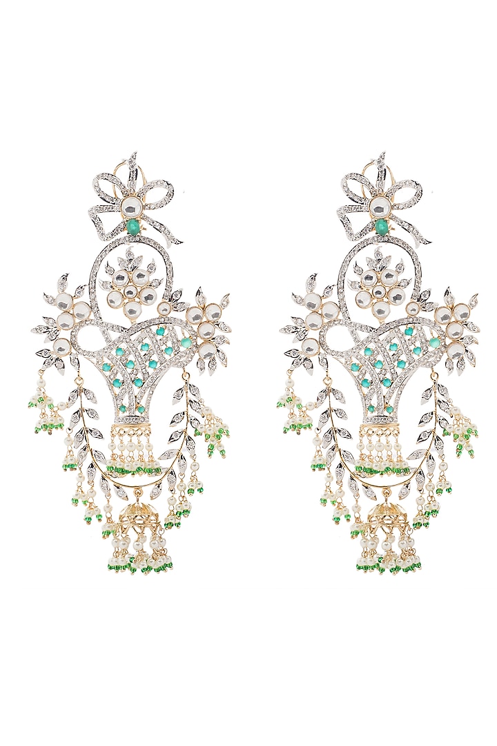 Gold Finish Floral Earrings by Aura Trends at Pernia's Pop Up Shop