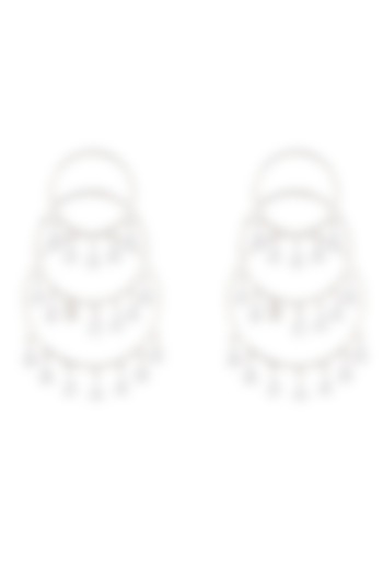 Silver Finish Diamond Earrings by Auraa Trends