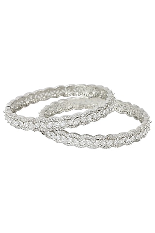 Gold Plated Diamond Bangles (Set Of 2) by Aura Trends