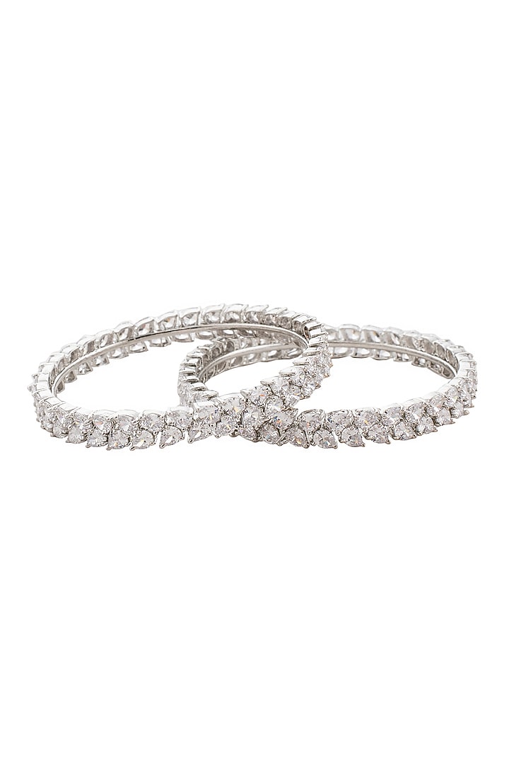 White Gold Finish Diamond Bangle by Aura Trends at Pernia's Pop Up Shop