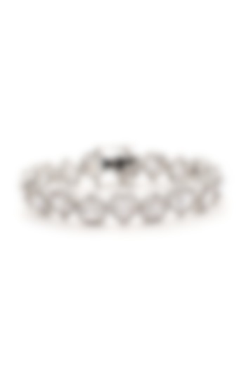 White Gold Finish Diamond Bracelet by Auraa Trends at Pernia's Pop Up Shop
