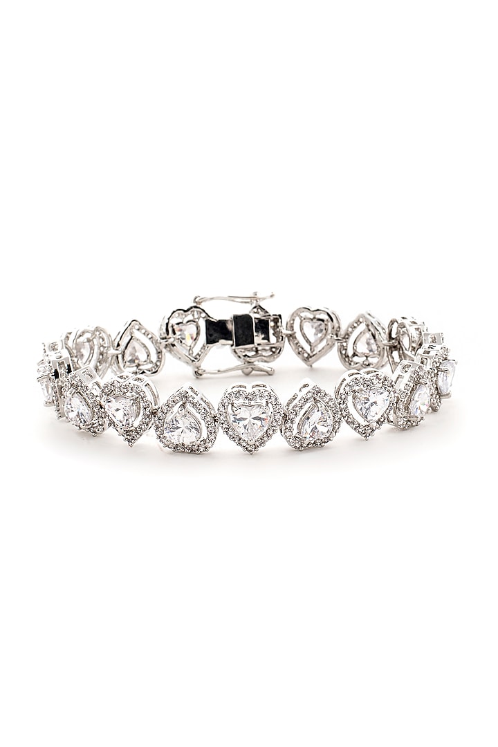 White Gold Finish Diamond Bracelet by Auraa Trends at Pernia's Pop Up Shop