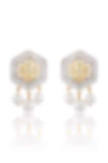 Gold Finish Kundan Big Earrings by Auraa Trends at Pernia's Pop Up Shop