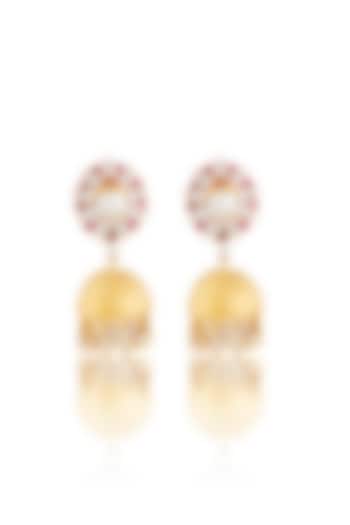 Gold Finish Jhumka Earrings by Auraa Trends