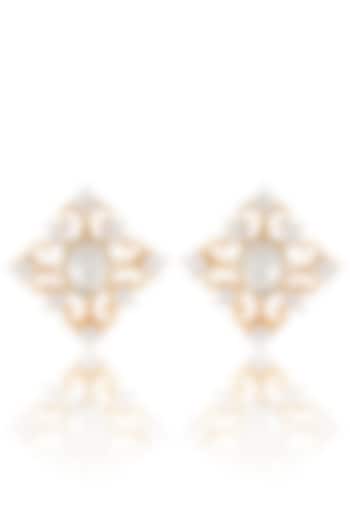 Gold Finish Stud Earrings by Auraa Trends at Pernia's Pop Up Shop