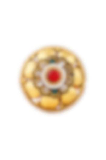 Gold Finish Meenakari Ring by Auraa Trends