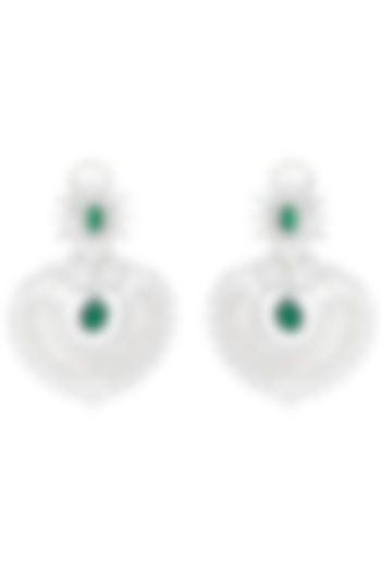 White Gold Finish Dangler Diamond Earrings by Auraa Trends