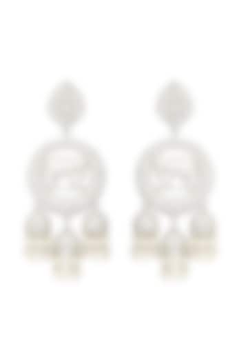 White Gold Finish Long Dangler Diamond Earrings by Auraa Trends