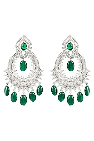 Silver Finish Drop Earrings by Aura Trends