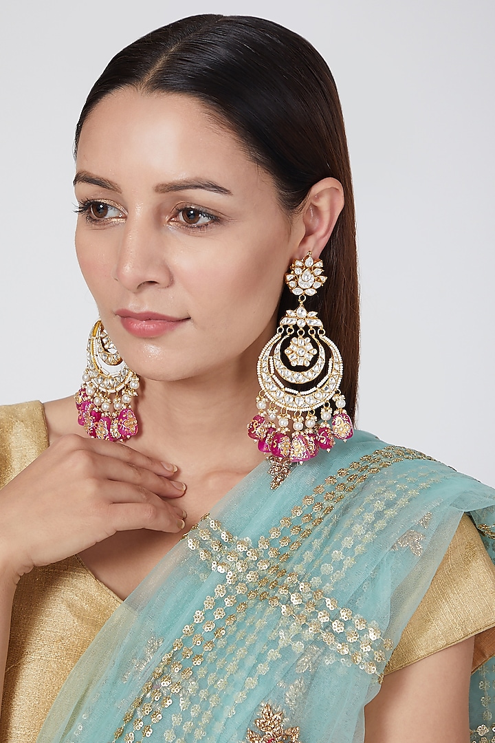 Auraa Trends Gold Plated Kundan Stone Studded Earrings